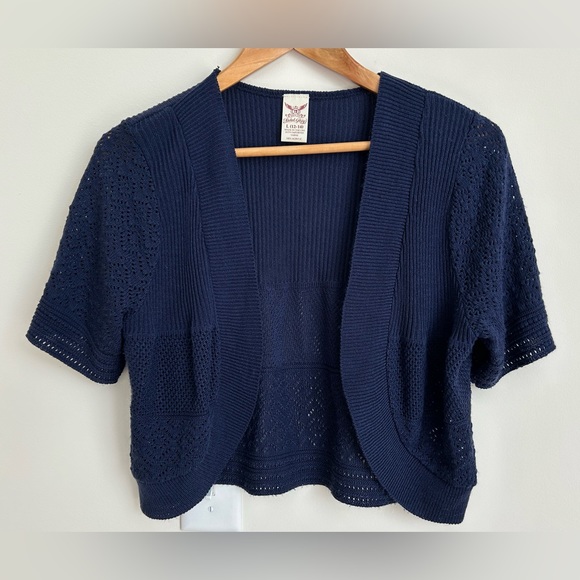 FADED GLORY Navy blue shrug knit sweater.  Size large - Picture 2 of 15